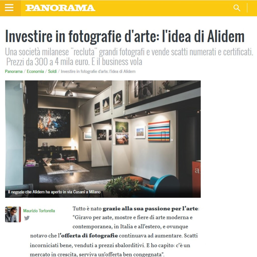 “Investire in fotografie d’arte: l’idea di Alidem”, un articolo di Panorama.