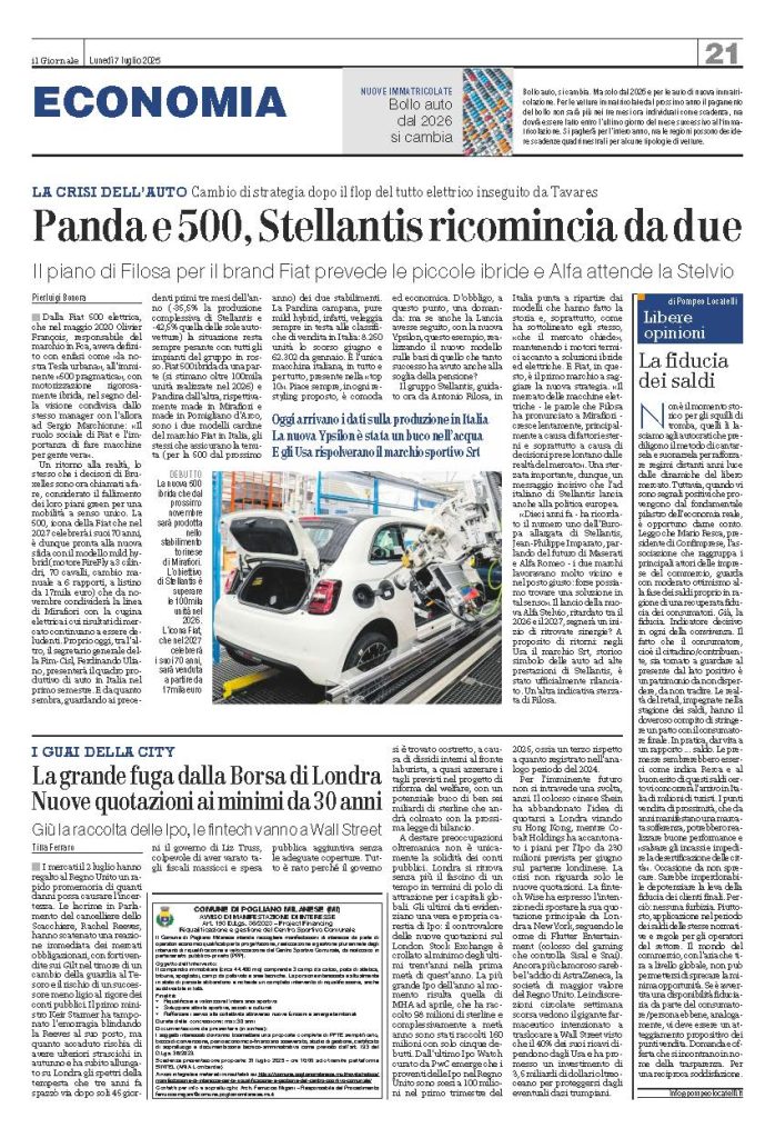 La fiducia dei saldi