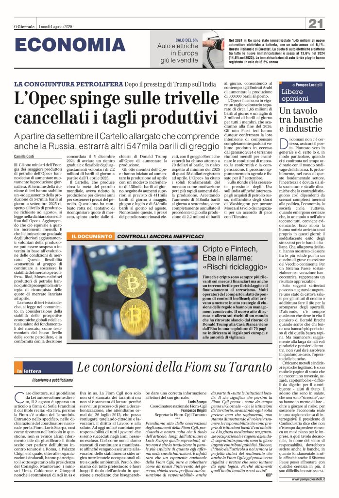 Un tavolo tra banche e industrie