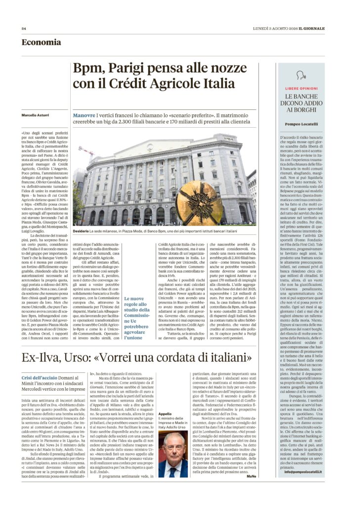 LE BANCHE DICONO ADDIO AI BORGHI