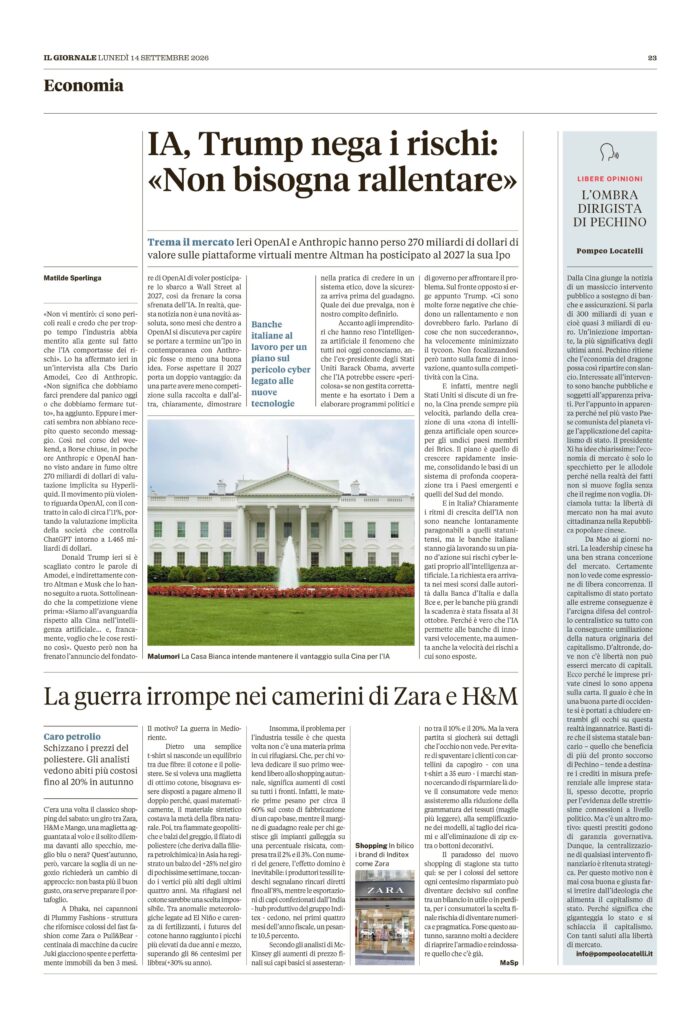 L’OMBRA DIRIGISTA DI PECHINO
